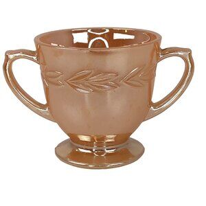 Fire King Footed Open Sugar Peach Lustre Laurel by Anchor Hocking 3-1/4"